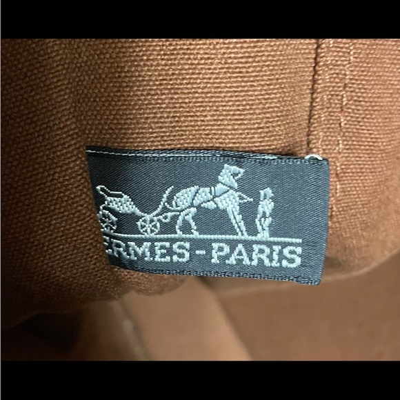 Authentic Hermes Large Vintage Rust and Navy Canvas Tote Bag - Picture 5 of 16
